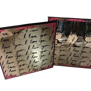 16”x16” inch I LOVE YOU crystal art gallery distressed script mirror set